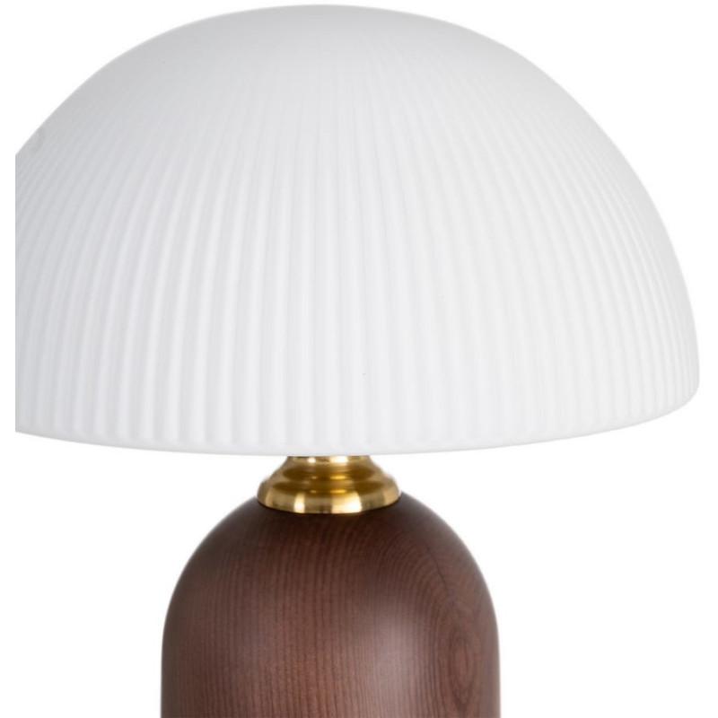 Lampe à poser verre opalin et bois...