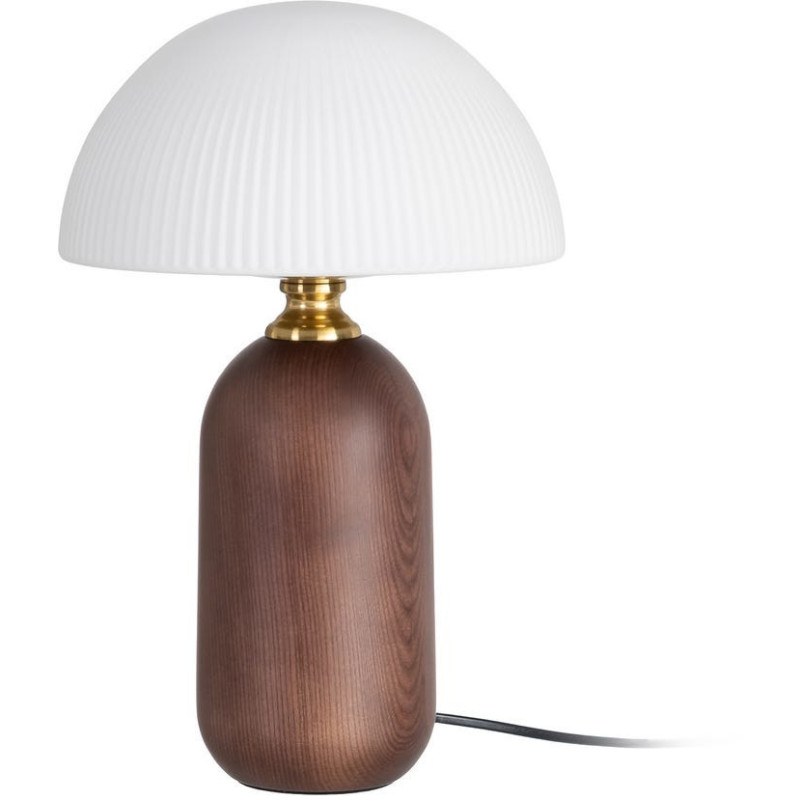 Lampe à poser verre opalin et bois...