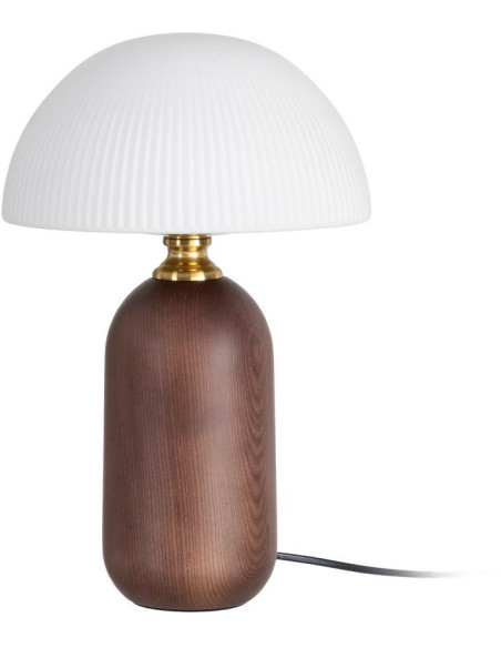 Lampe à poser verre opalin et bois brun 25 x 25 x 38 cm Lumera