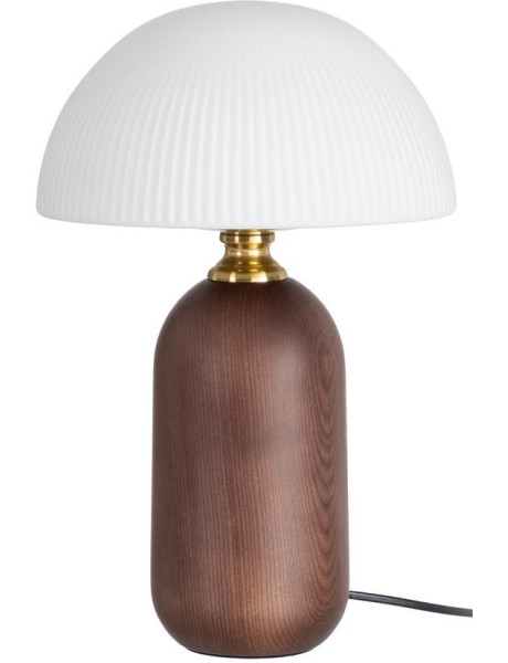 Lampe à poser verre opalin et bois brun 25 x 25 x 38 cm...