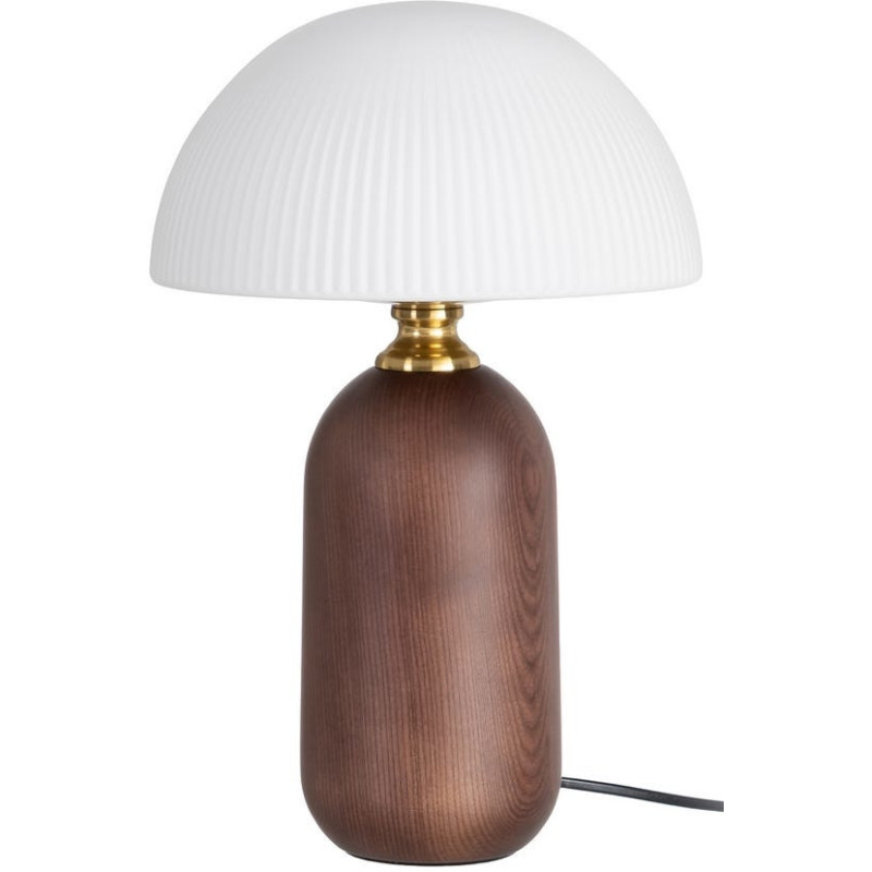 Lampe à poser verre opalin et bois...