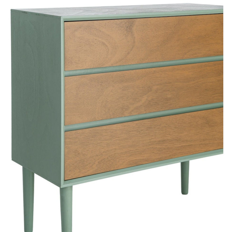 Commode 3 tiroirs vert sauge bois 75...
