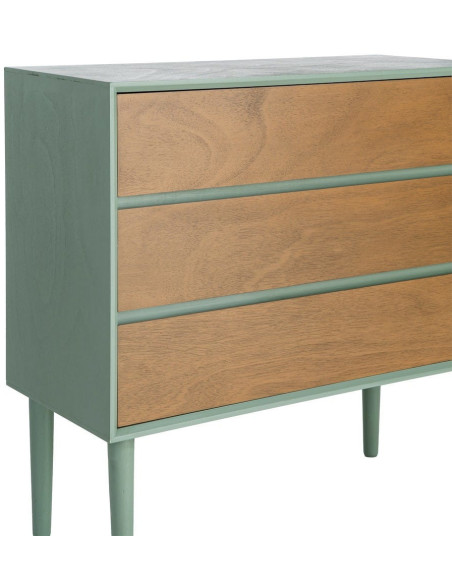 Commode 3 tiroirs vert sauge bois 75 x 35 x 75 cm Escala