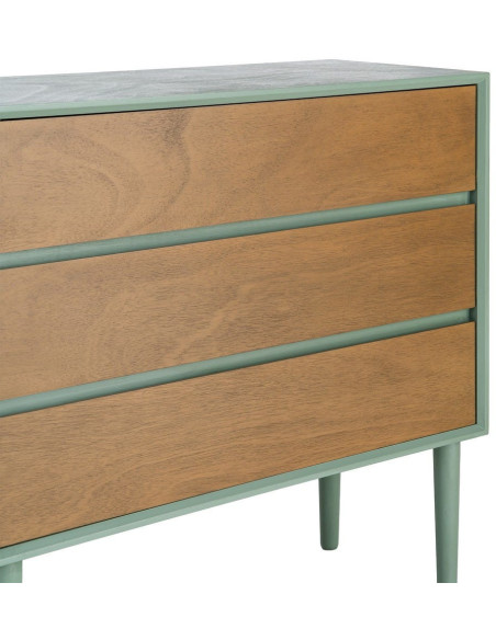 Commode 3 tiroirs vert sauge bois 75 x 35 x 75 cm Escala
