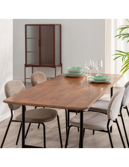 Table à manger bois d’hévéa et métal noir 180 x 80 x 76 cm Lagom