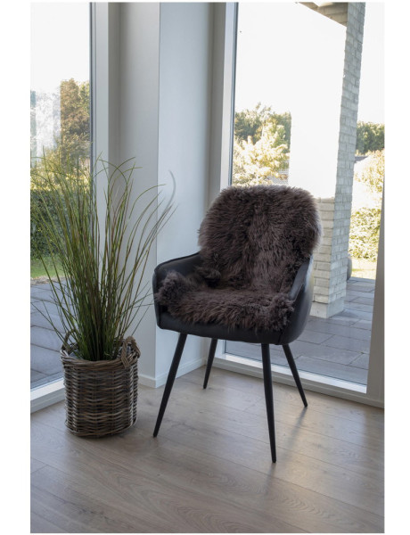 Peau de mouton poils longs 50x85 Cuir d'agneau Marron Lambskin 