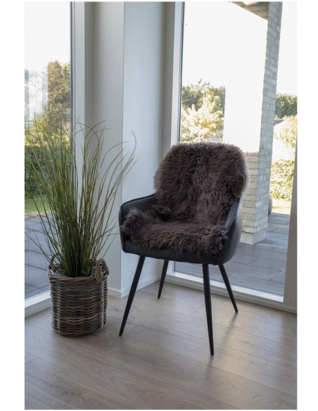 Peau de mouton poils longs 50x85 Cuir d'agneau Marron Lambskin 