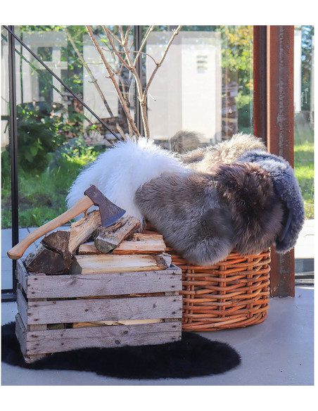 Peau de mouton poils longs 50x85 Cuir d'agneau Marron Lambskin 