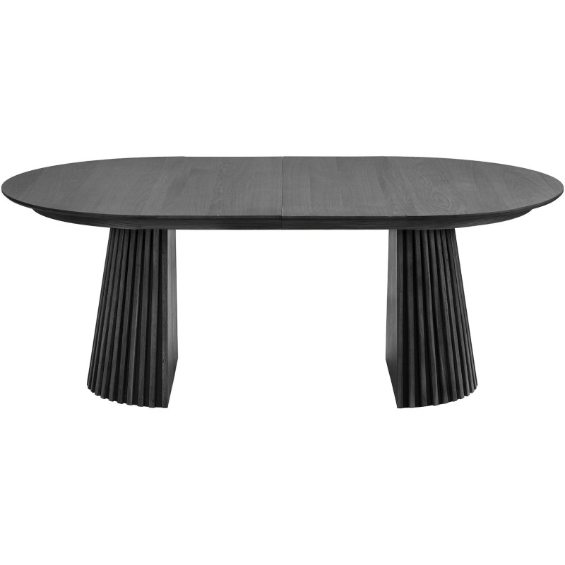 Table à manger extensible 8 à 12 personnes L200-300 cm noir finition chêne Osaka 
