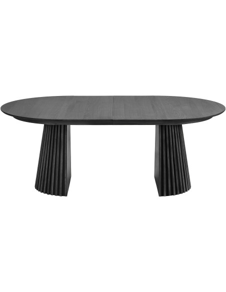Table à manger extensible 8 à 12 personnes L200-300 cm noir finition chêne Osaka 