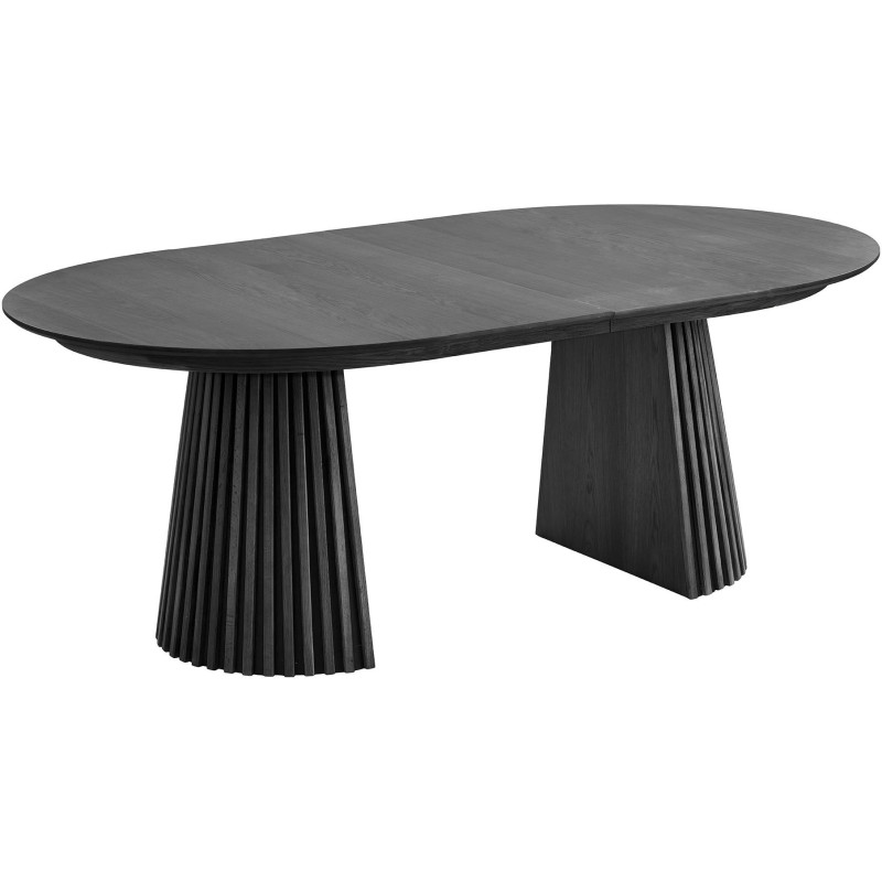 Table à manger extensible 8 à 12 personnes L200-300 cm noir finition chêne Osaka 