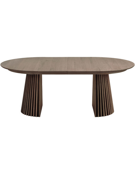 Table à manger extensible 8 à 12 personnes L200 à 300 cm chêne fumé Osaka 