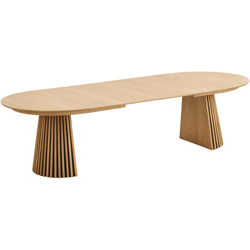 Table à manger extensible 8 à 12 personnes L200 300 cm chêne naturel Osaka 