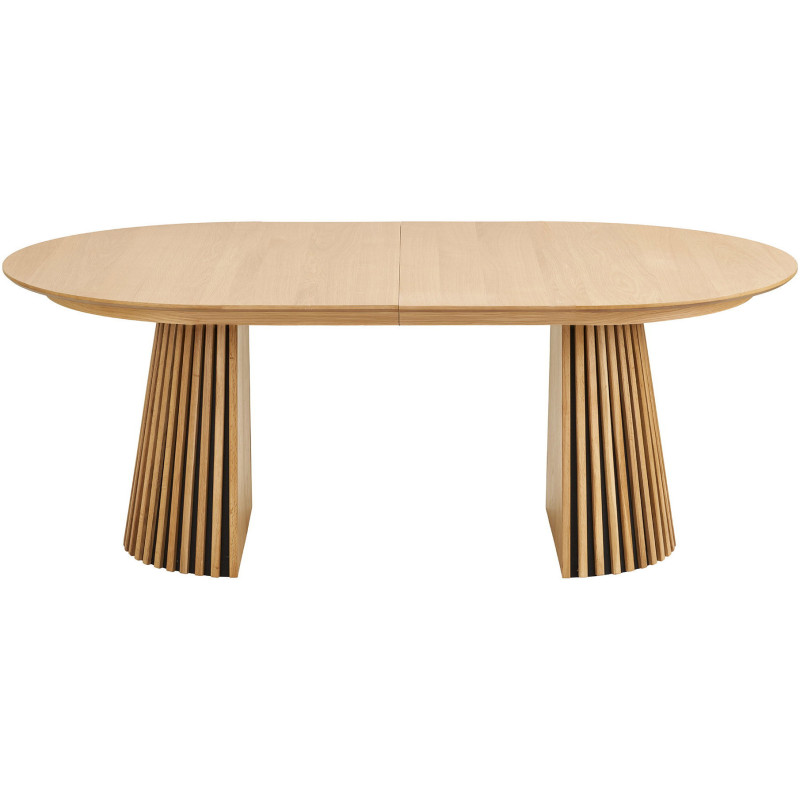 Table à manger extensible 8 à 12 personnes L200 300 cm chêne naturel Osaka 