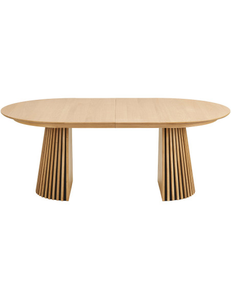 Table à manger extensible 8 à 12 personnes L200 300 cm chêne naturel Osaka 