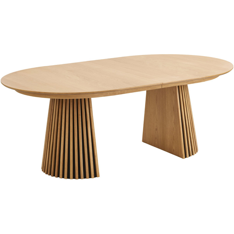 Table à manger extensible 8 à 12 personnes L200 300 cm chêne naturel Osaka 