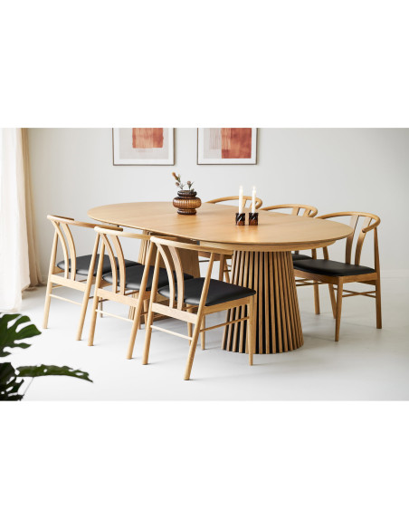 Table à manger extensible 8 à 12 personnes L200 300 cm chêne naturel Osaka 