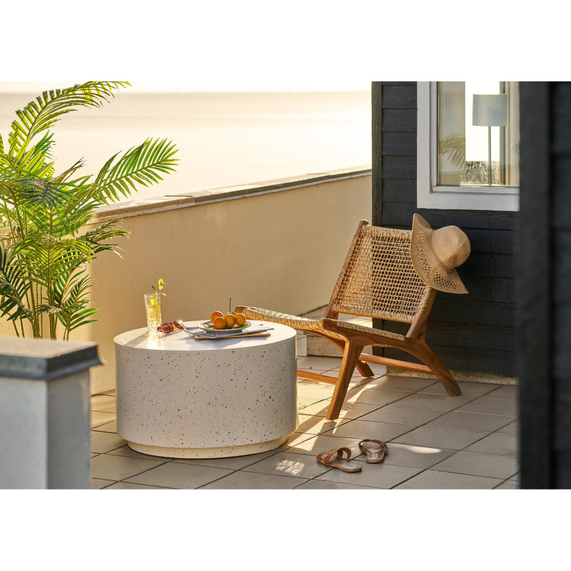 Table basse ronde effet terrazzo blanc Ø70 x H40 cm Bonn 