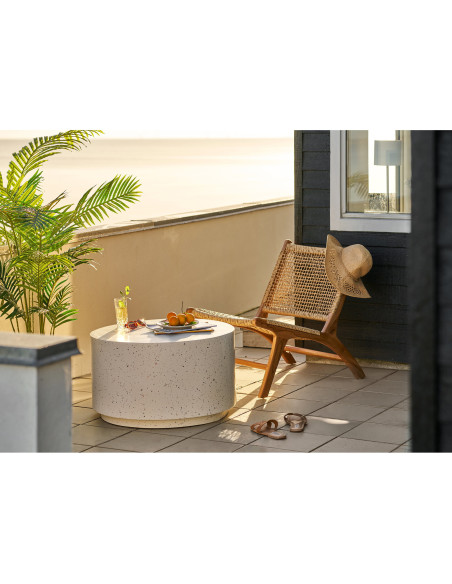 Table basse ronde effet terrazzo blanc Ø70 x H40 cm Bonn 