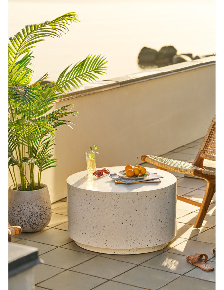 Table basse ronde effet terrazzo blanc Ø70 x H40 cm Bonn 