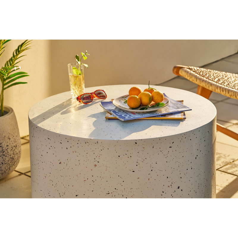 Table basse ronde effet terrazzo blanc Ø70 x H40 cm Bonn 