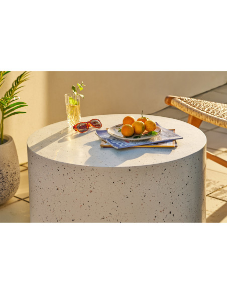 Table basse ronde effet terrazzo blanc Ø70 x H40 cm Bonn 