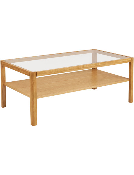 Table basse rectangulaire 110 x 60 cm chêne et verre Lourmarin 