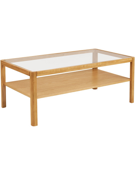 Table basse rectangulaire 110 x 60 cm chêne et verre Lourmarin 