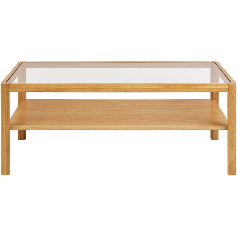 Table basse rectangulaire 110 x 60 cm chêne et verre Lourmarin 