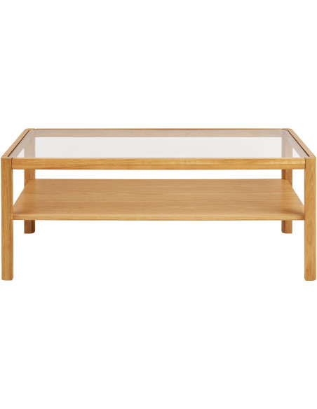Table basse rectangulaire 110 x 60 cm chêne et verre Lourmarin 