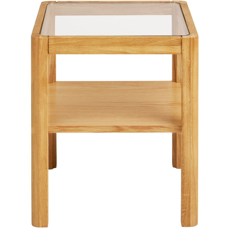 Table d'appoint carrée 40 x 40 cm chêne et verre Lourmarin 