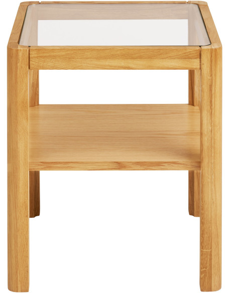 Table d'appoint carrée 40 x 40 cm chêne et verre Lourmarin 