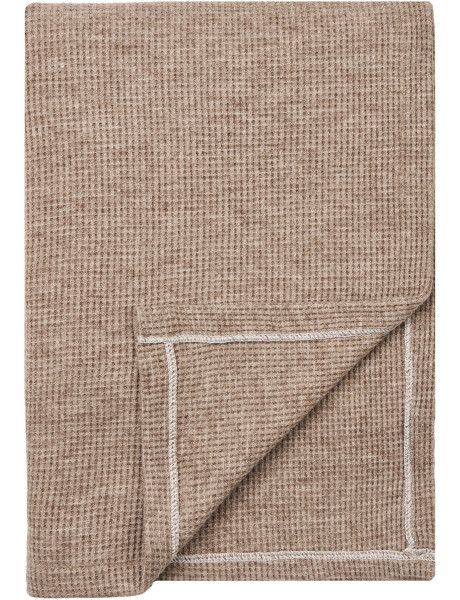 Plaid 130x156 cm viscose texturée taupe naturel Puno 