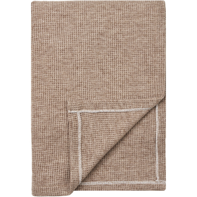 Plaid 130x156 cm viscose texturée taupe naturel Puno 