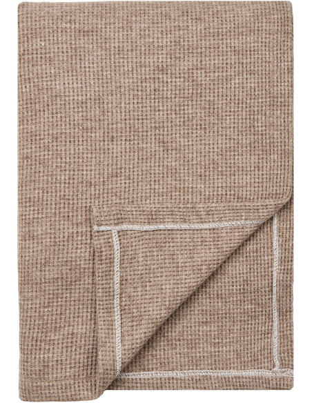 Plaid 130x156 cm viscose texturée taupe naturel Puno 