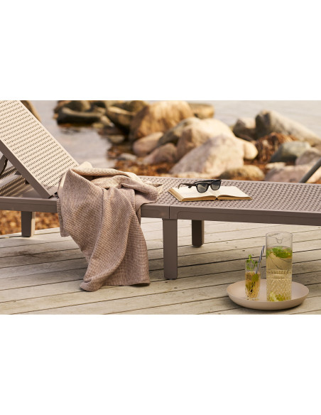 Plaid 130x156 cm viscose texturée taupe naturel Puno 