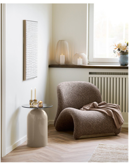 Plaid 130x156 cm viscose texturée taupe naturel Puno 