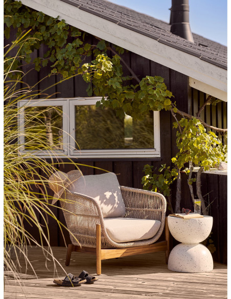 Table d'appoint Ø40 cm effet terrazzo écru Bonita 