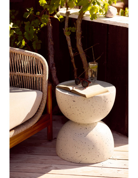 Table d'appoint Ø40 cm effet terrazzo écru Bonita 