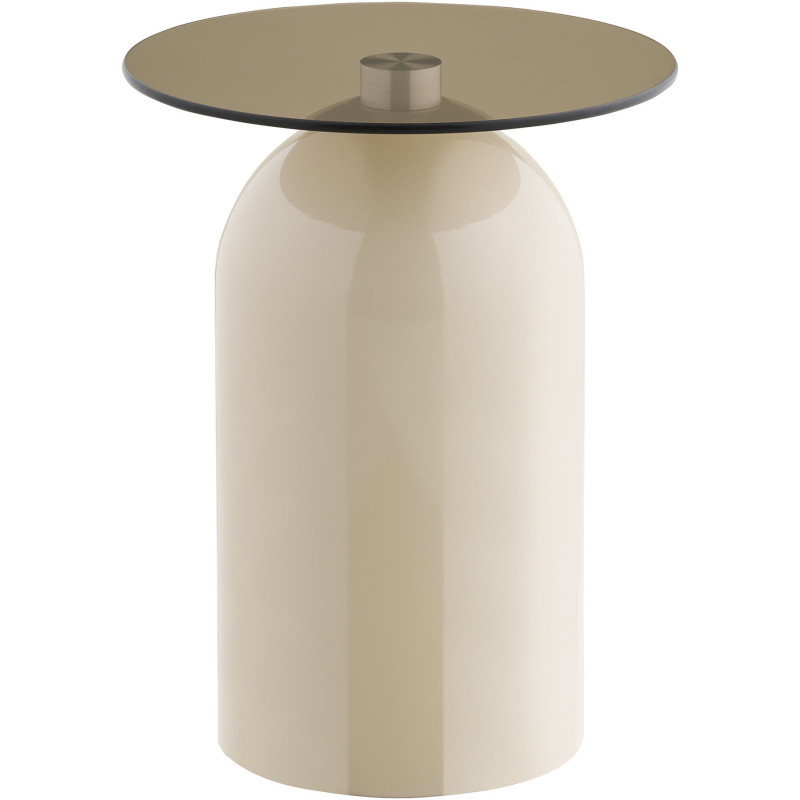 Table d'appoint Ø40 cm verre trempé fumé pied métal beige H52 cm Ravello 
