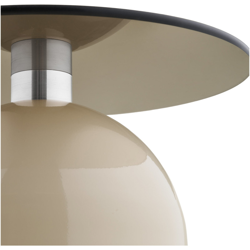 Table d'appoint Ø40 cm verre trempé fumé pied métal beige H52 cm Ravello 