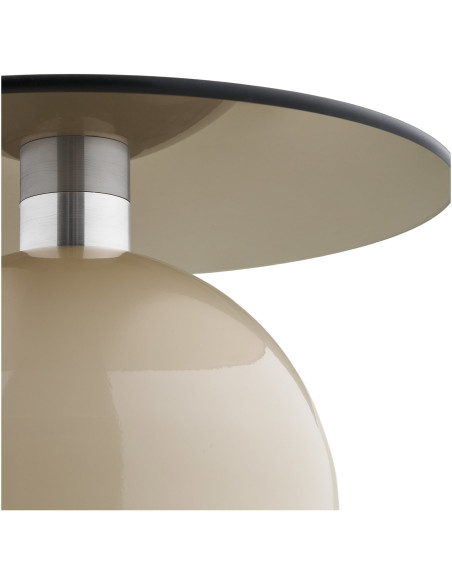 Table d'appoint Ø40 cm verre trempé fumé pied métal beige H52 cm Ravello 