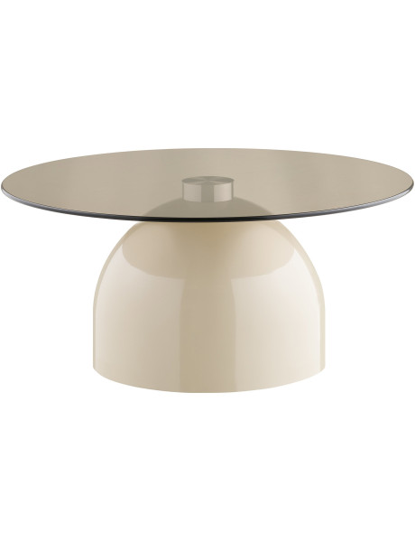 Table basse Ø70 cm verre trempé fumé pied métal beige H33 cm Ravello 