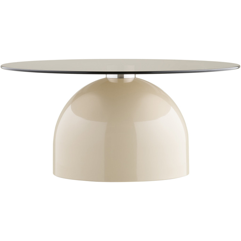 Table basse Ø70 cm verre trempé fumé pied métal beige H33 cm Ravello 