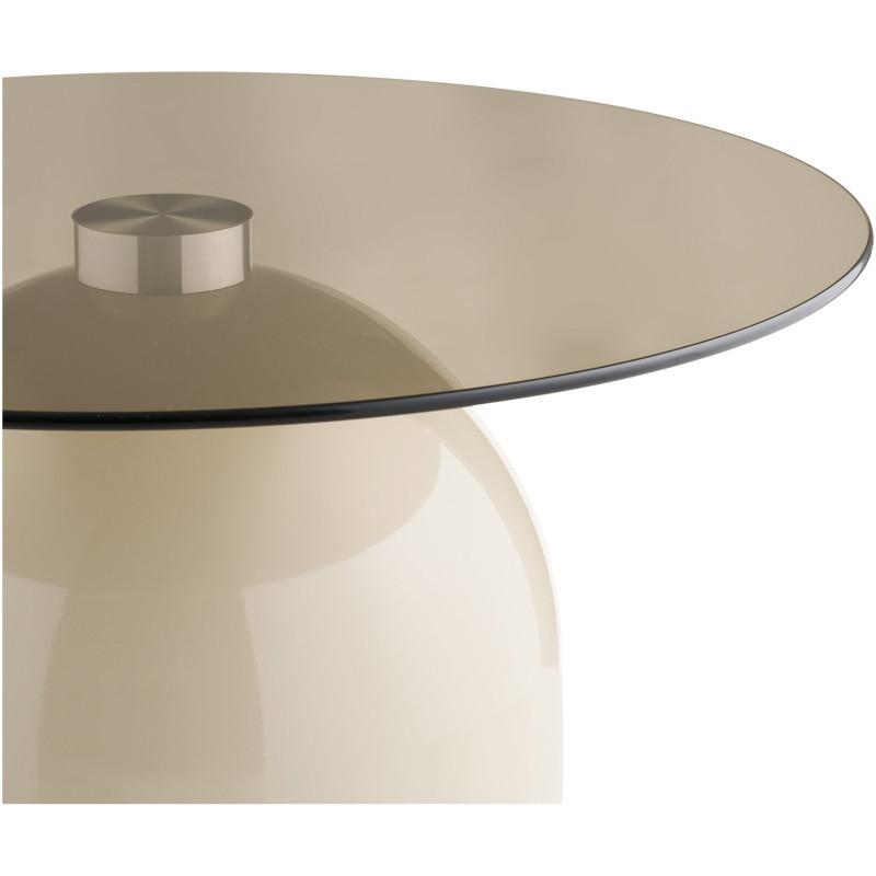 Table basse Ø70 cm verre trempé fumé pied métal beige H33 cm Ravello 