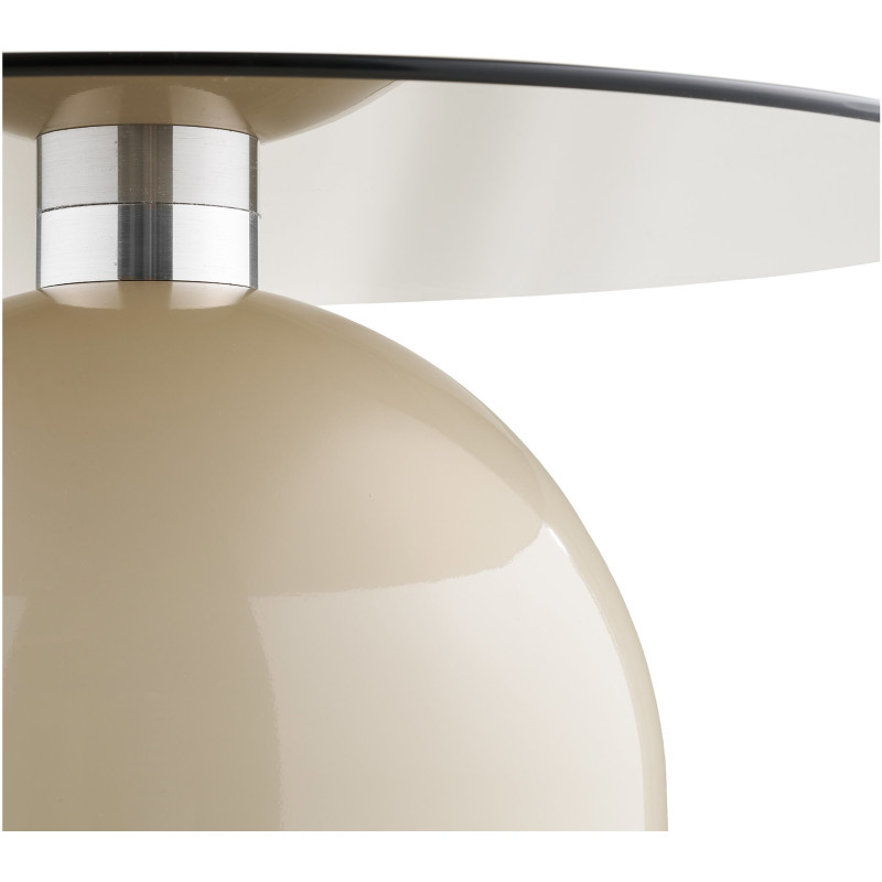 Table basse Ø70 cm verre trempé fumé pied métal beige H33 cm Ravello 