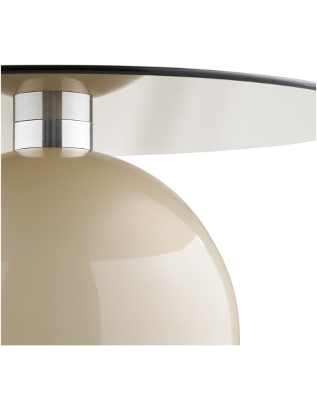 Table basse Ø70 cm verre trempé fumé pied métal beige H33 cm Ravello 