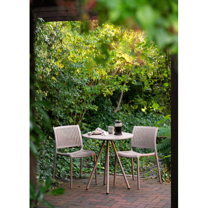 Barletta Bistro Table - Bistro table, polypropylen/steel, taupe, ø70x73,5 cm 