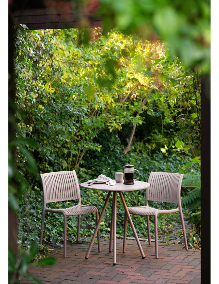 Barletta Bistro Table - Bistro table, polypropylen/steel, taupe, ø70x73,5 cm 