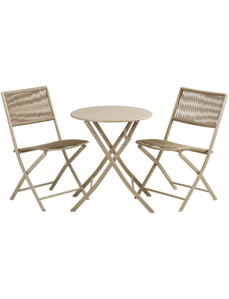 Arcas Bistro Set - Bistro set, 2 chairs and 1 table, polyester/steel, taupe 